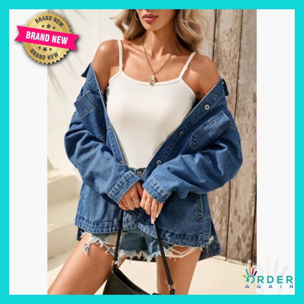 Oversized Denim Jacket Button Down Shacket Boyfri… - image 3